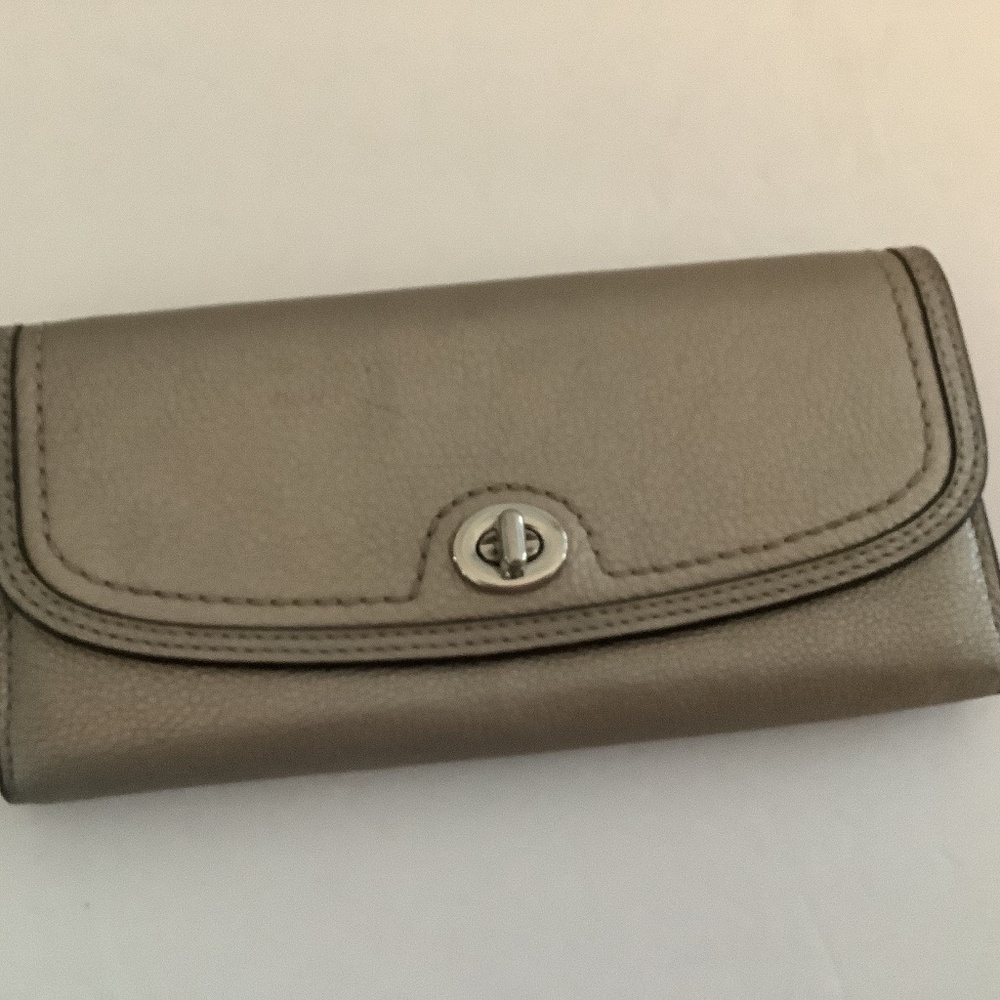 Coach wallet pewter color